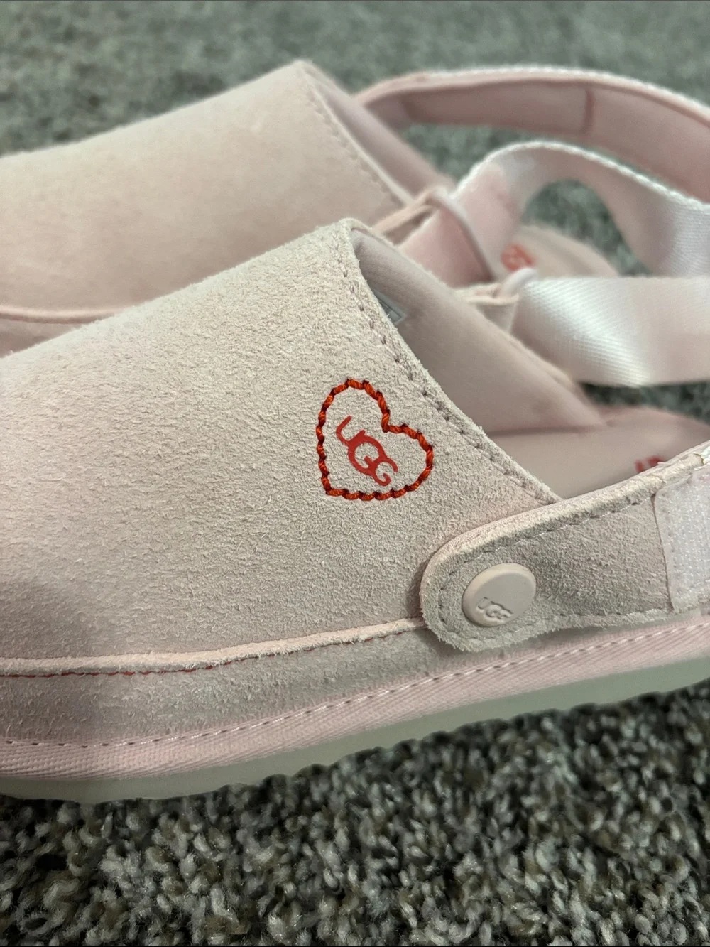 UGG Kids Light Pink Suede Slingback Slip-On Shoes